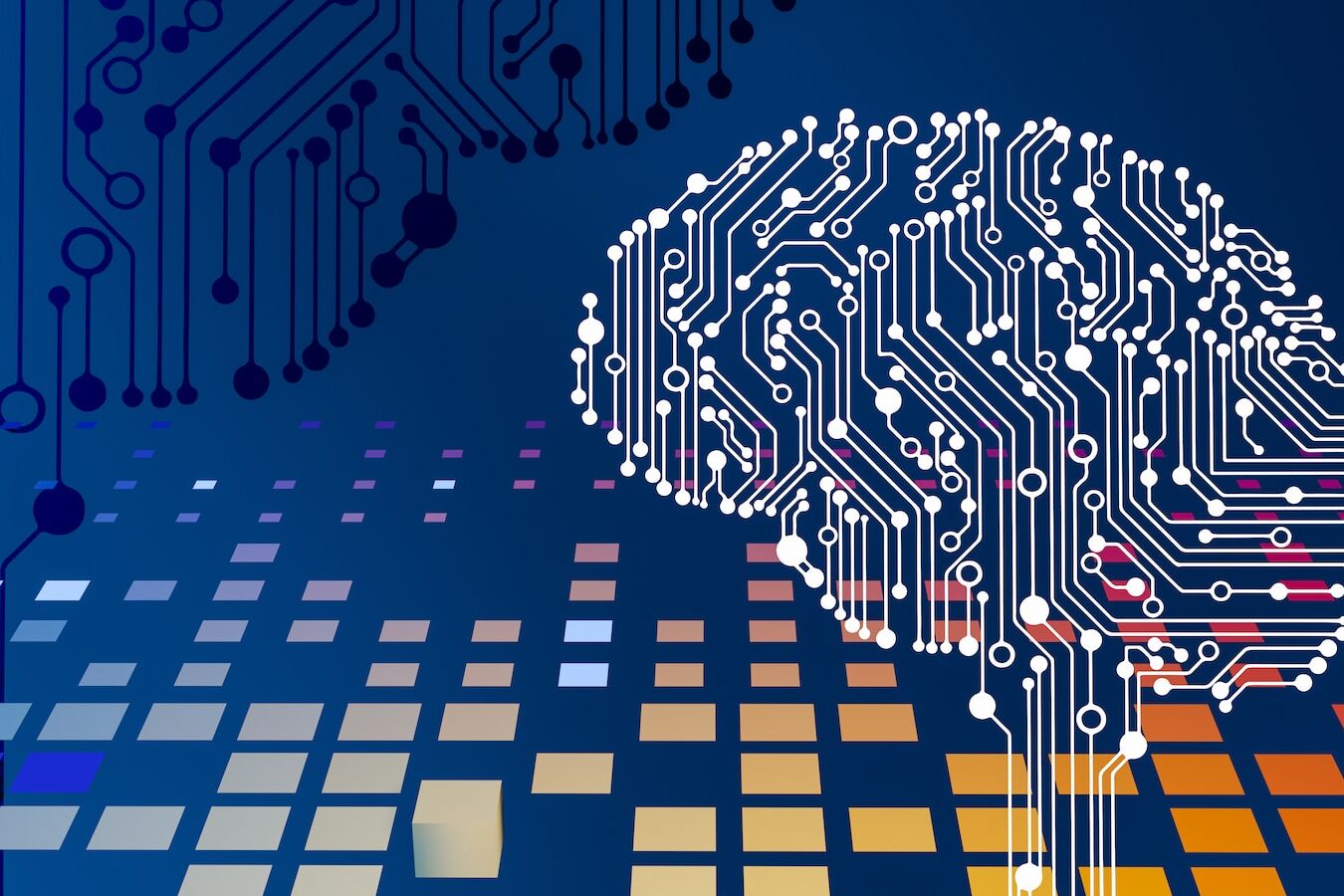 a computer circuit board with a brain on it