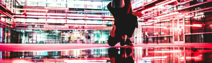 person kneeling inside building