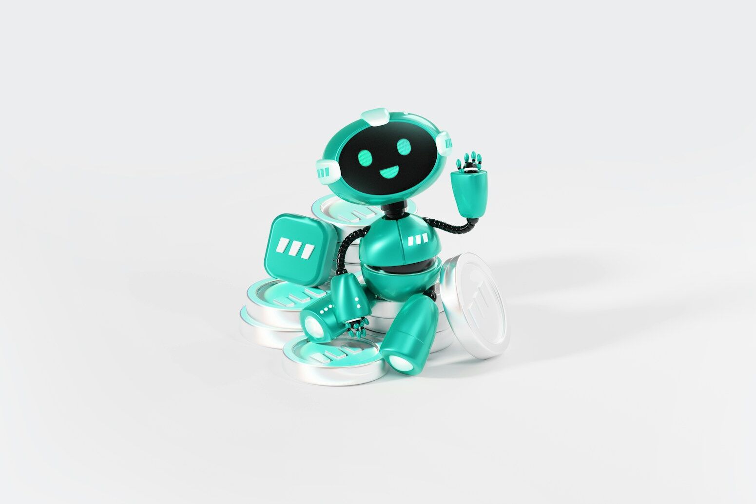 a toy robot with a blue background