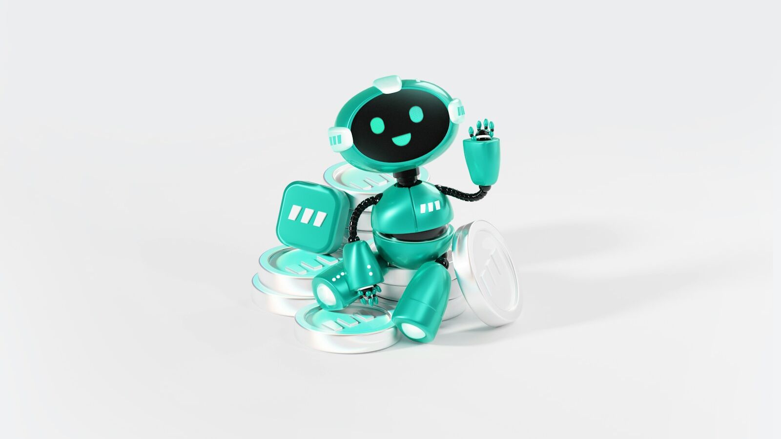 a toy robot with a blue background
