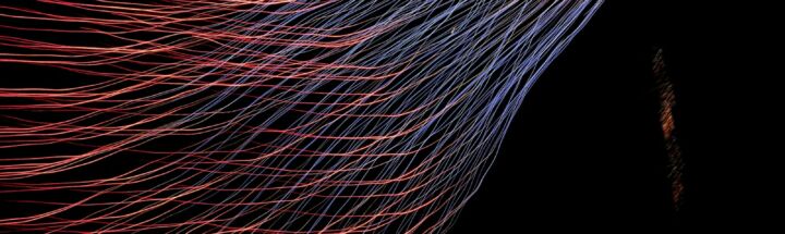 red and blue lights from tower steel wool photography