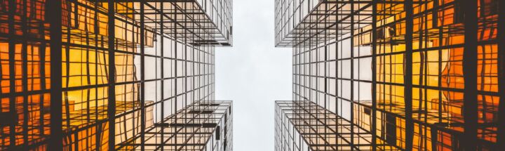 worms eye view of buildings