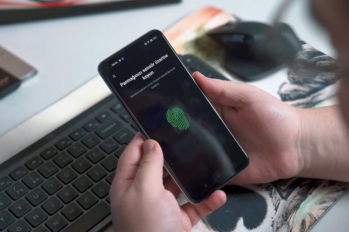 a person holding a phone