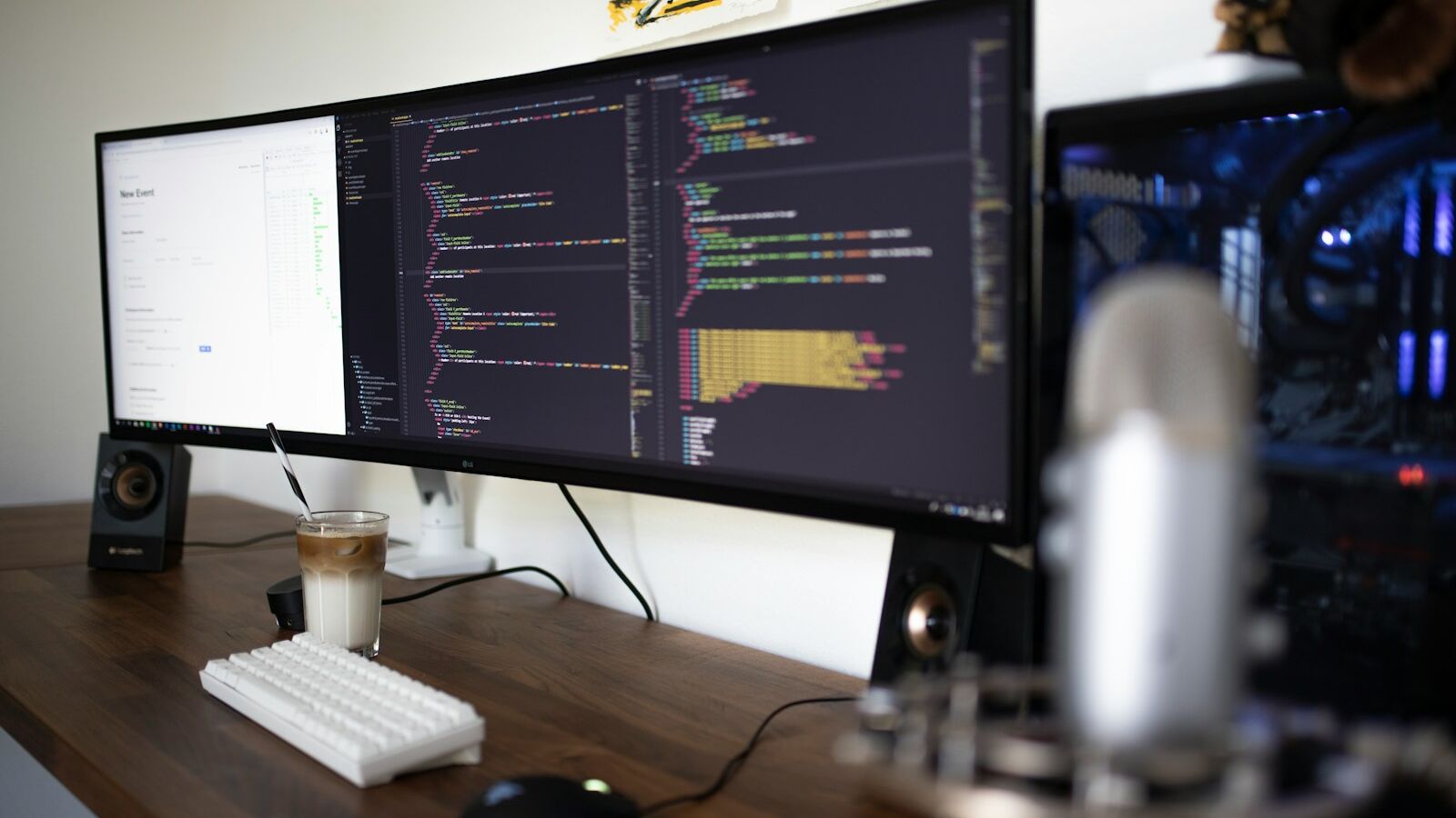 turned-on flat screen monitor