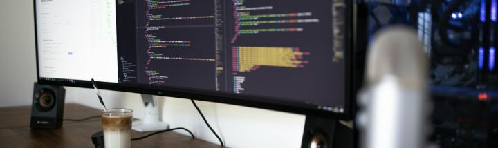 turned-on flat screen monitor