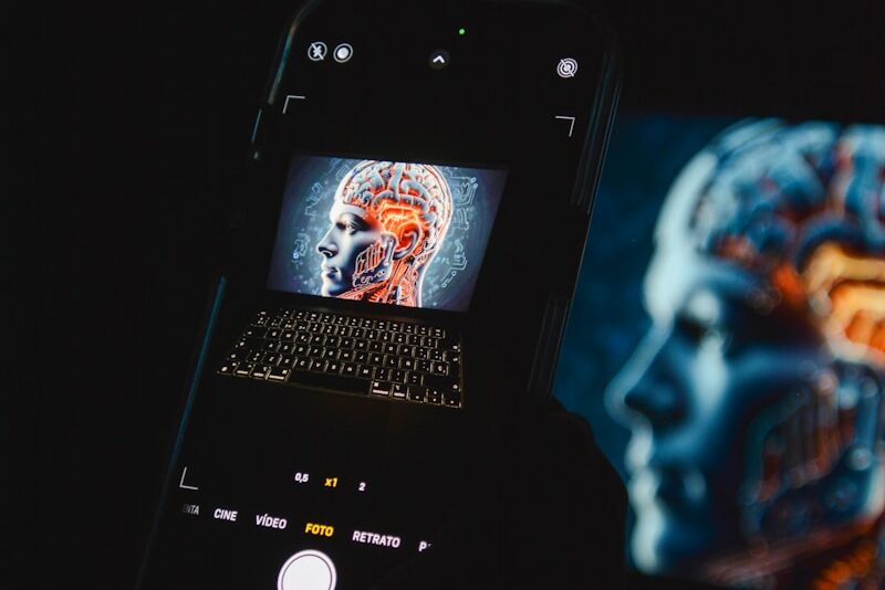 a cell phone sitting on top of a laptop computer