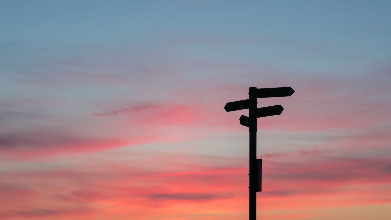 silhouette of road signage during golden hour