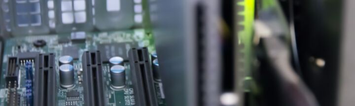 a close up of a computer motherboard with many components