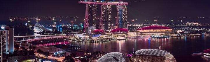 high-rise buildings at night