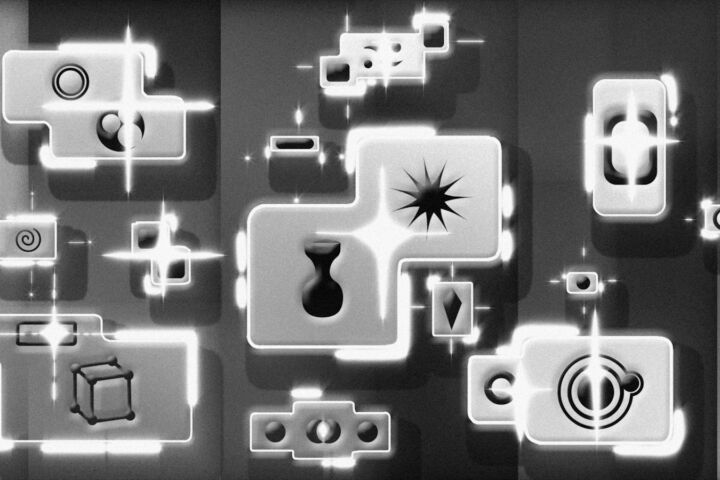 a black and white photo of a bunch of buttons