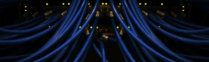 a bunch of blue wires connected to each other