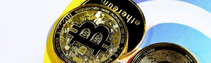 a pile of bitcoins sitting on top of each other