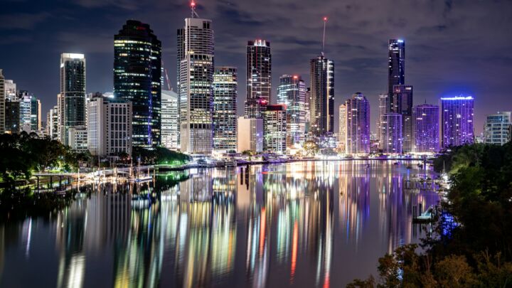 a view of a city at night