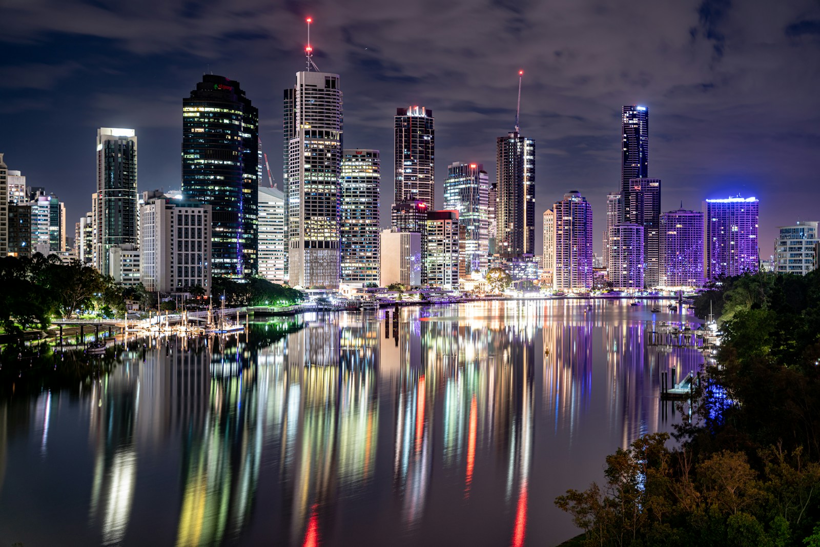 a view of a city at night