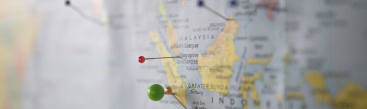 world map with pins
