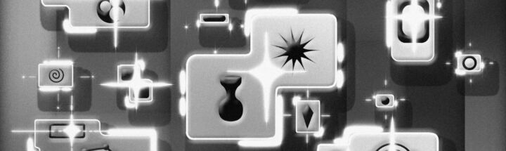 a black and white photo of a bunch of buttons