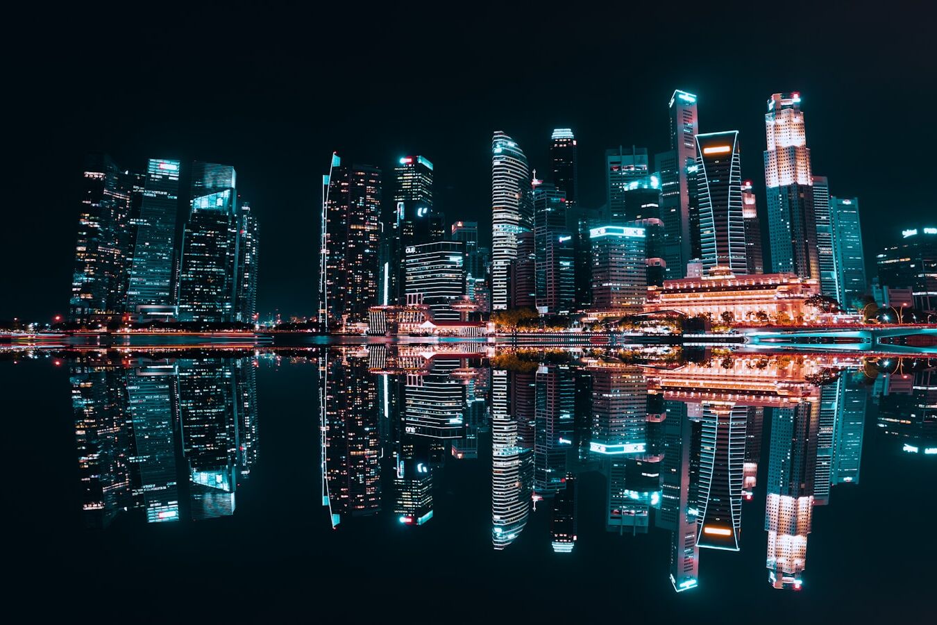 lighted buildings during night time