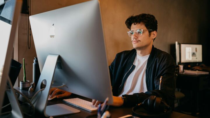 a man sitting at a desk