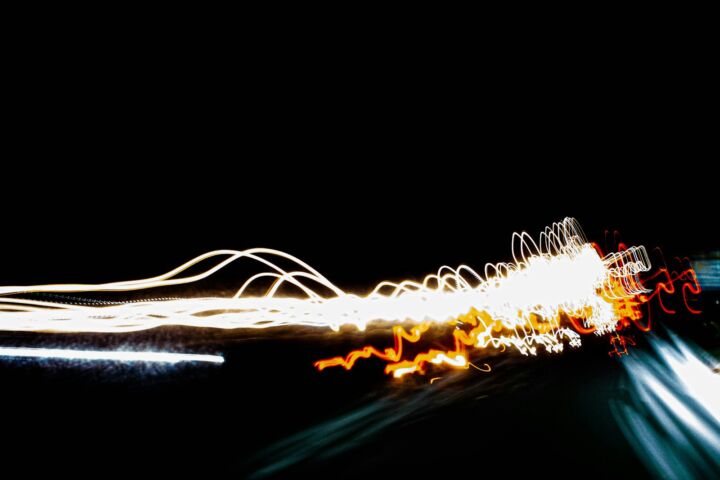 blue and yellow light streaks