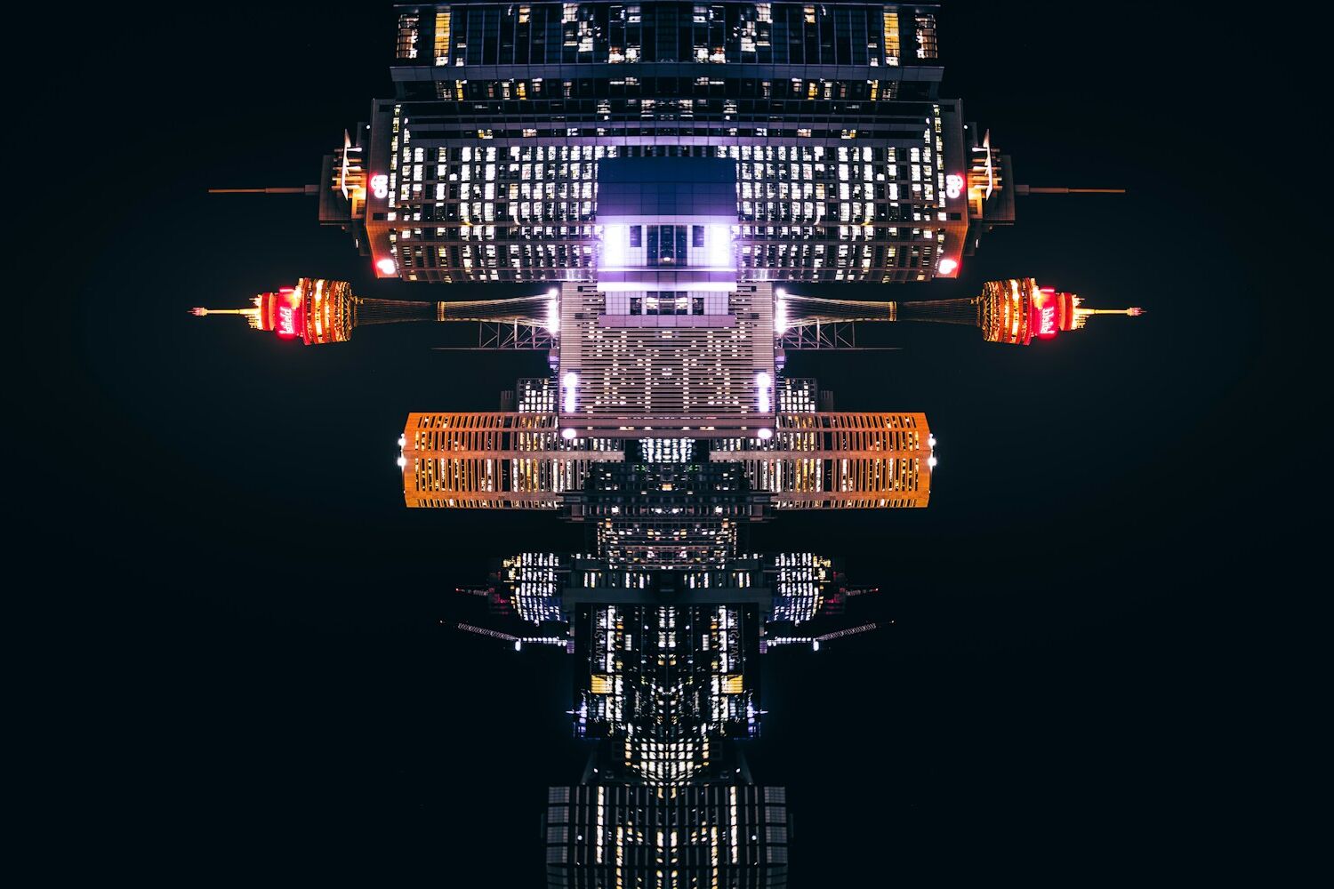 a reflection of a building in the water