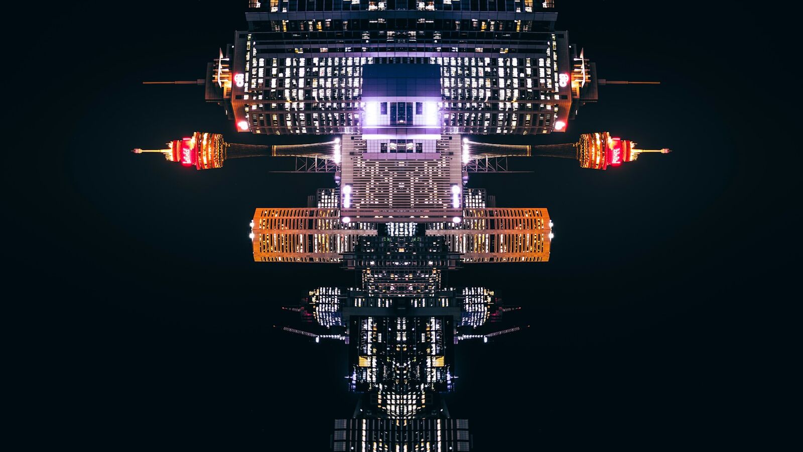 a reflection of a building in the water