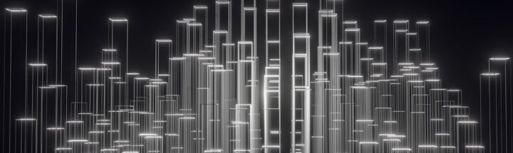 a black and white photo of a large number of lights