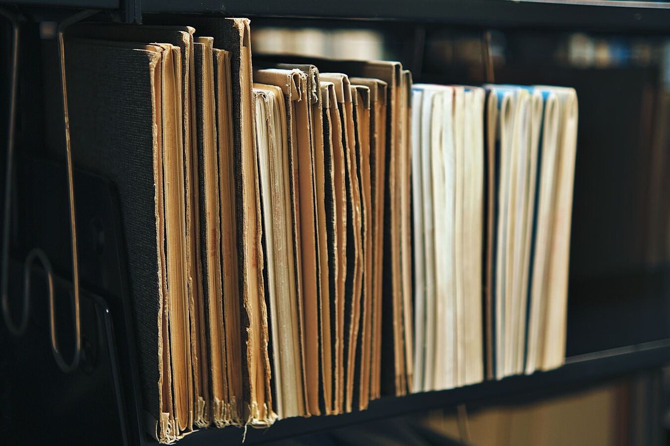 a book shelf filled with lots of books