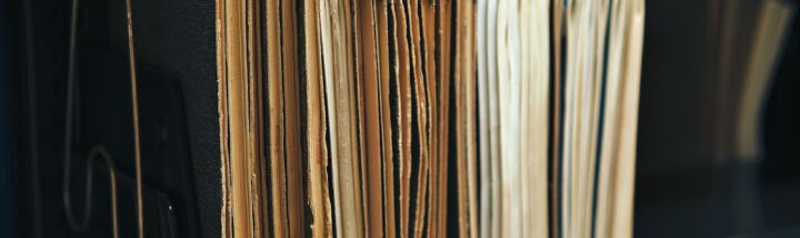 a book shelf filled with lots of books