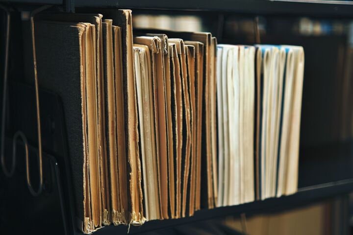 a book shelf filled with lots of books