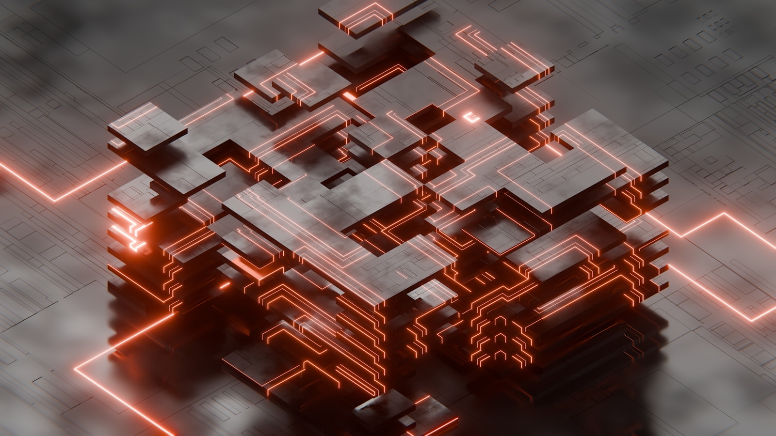 A computer generated image of a complex structure