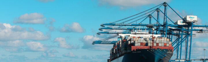 a large ship in the water