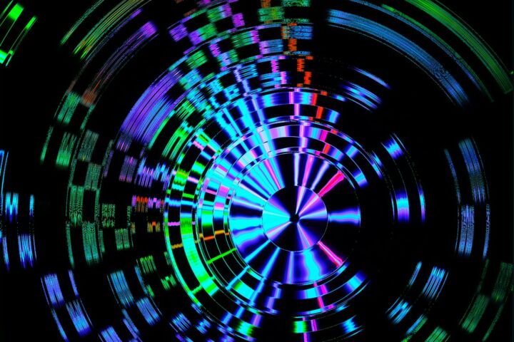 black and white round illustration