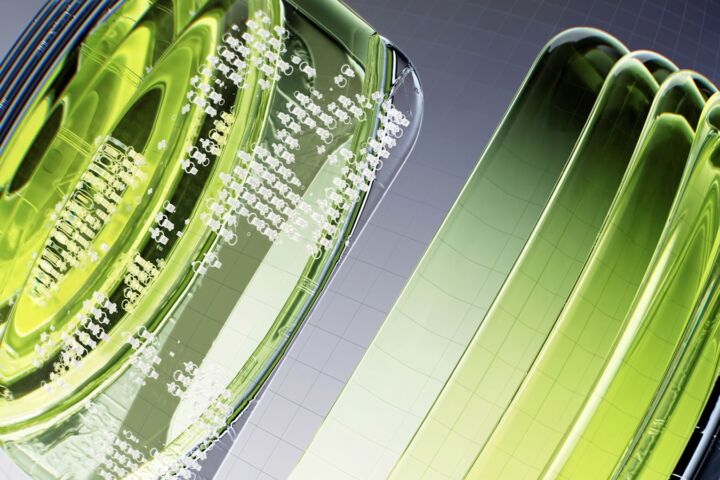 a close up of a green object on a white surface