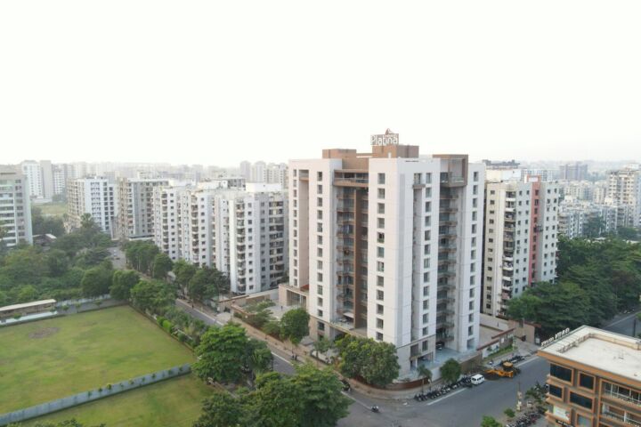 a view of a city from a tall building
