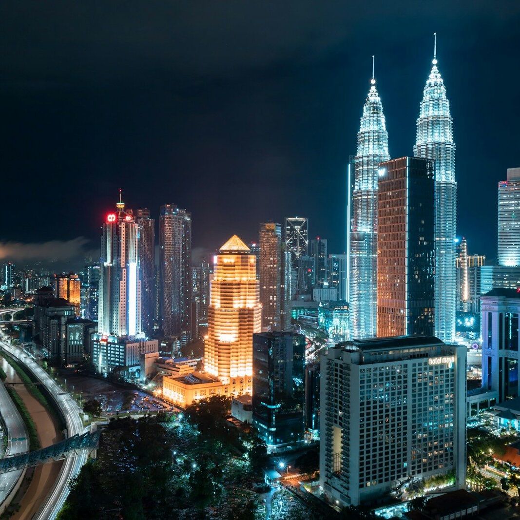 aerial photo of cityscape during nighttime
