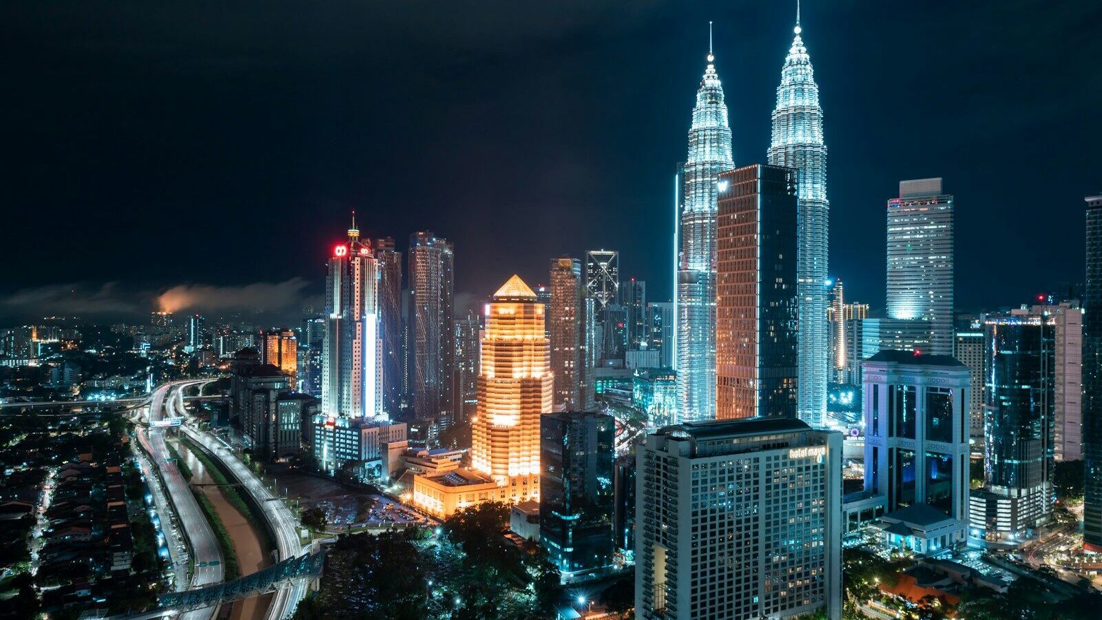 aerial photo of cityscape during nighttime