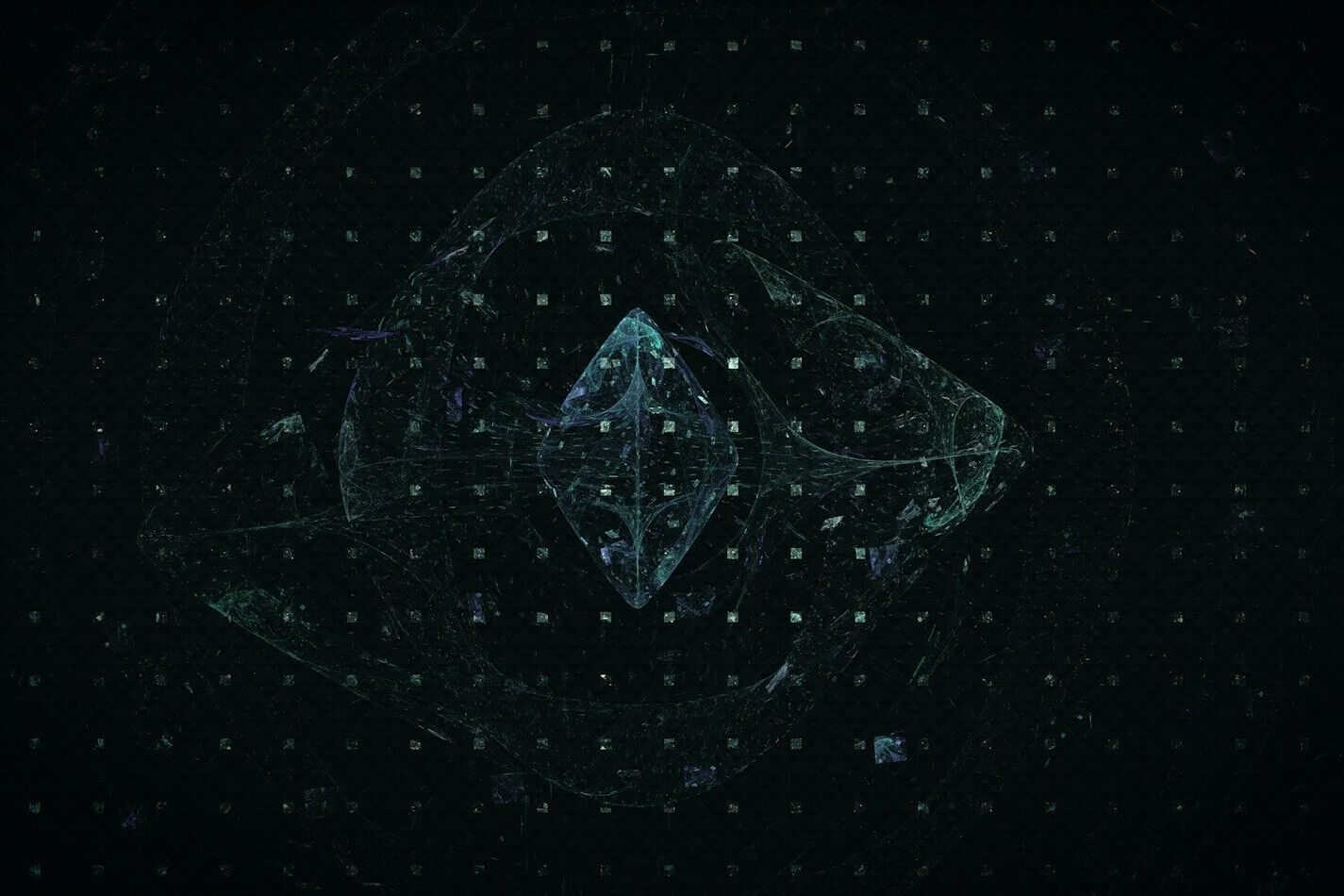 a black background with a blue and green design