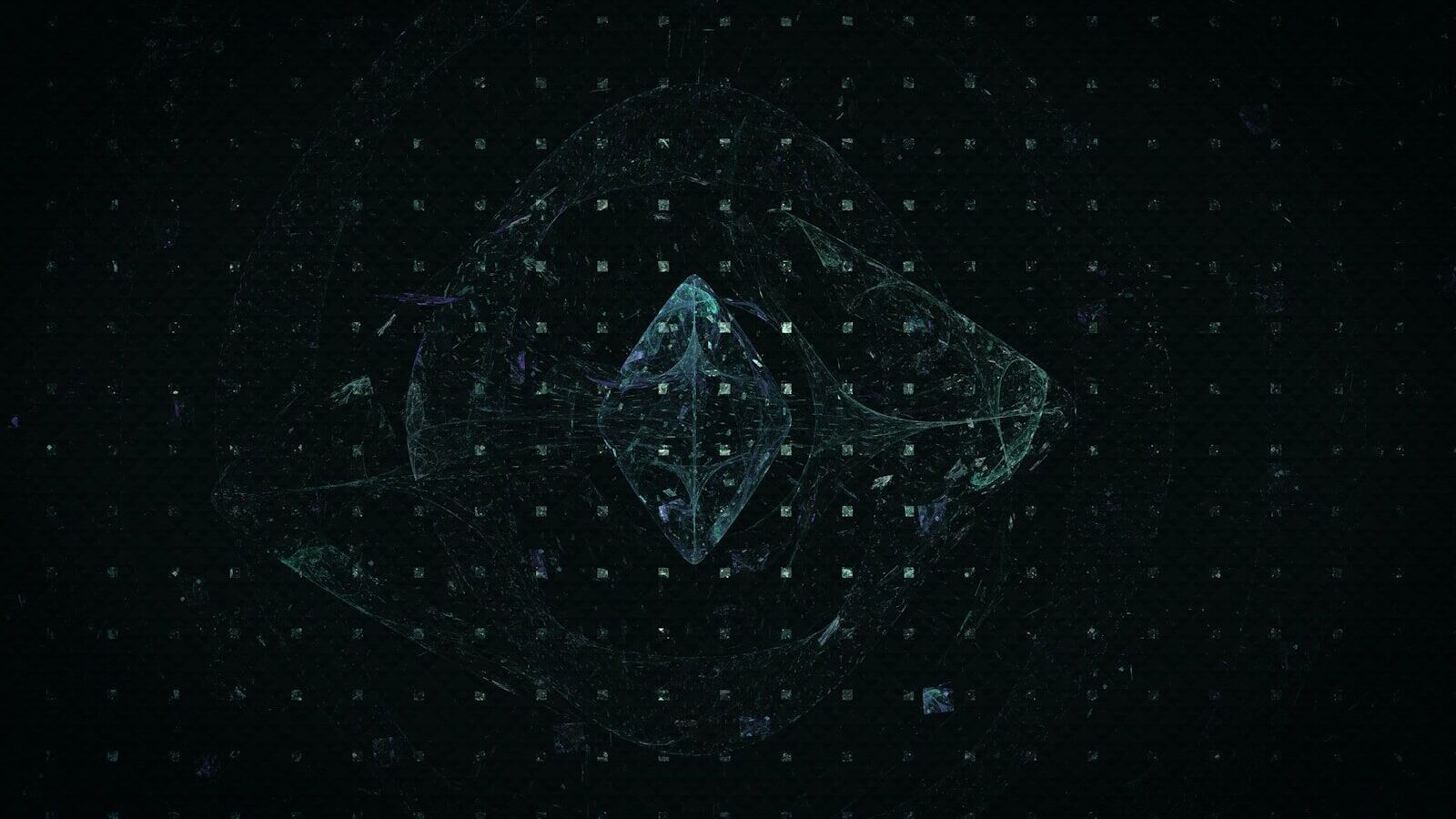 a black background with a blue and green design
