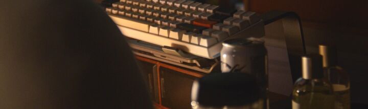 a keyboard and a computer