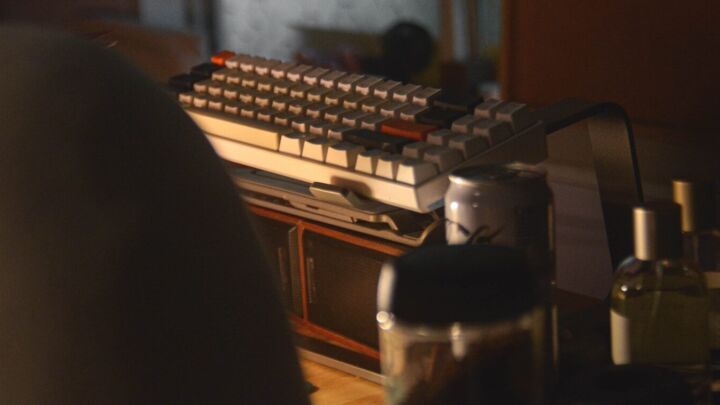 a keyboard and a computer