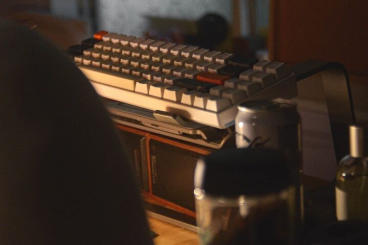 a keyboard and a computer