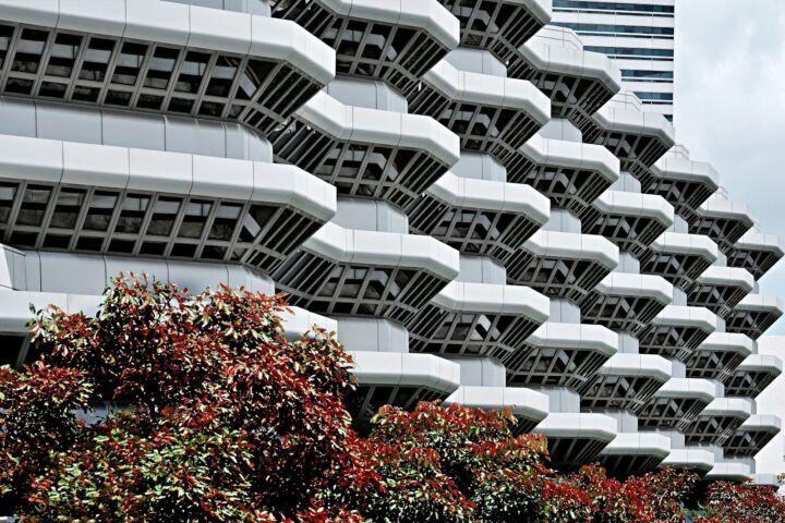 a building with many windows