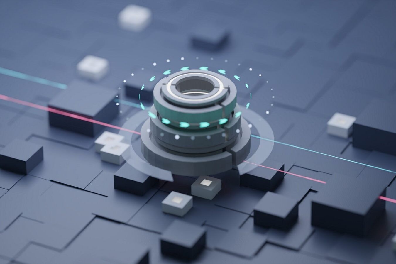 a close up of a metal object on a blue surface