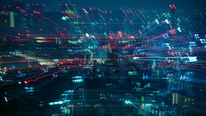 aerial view of city during night time