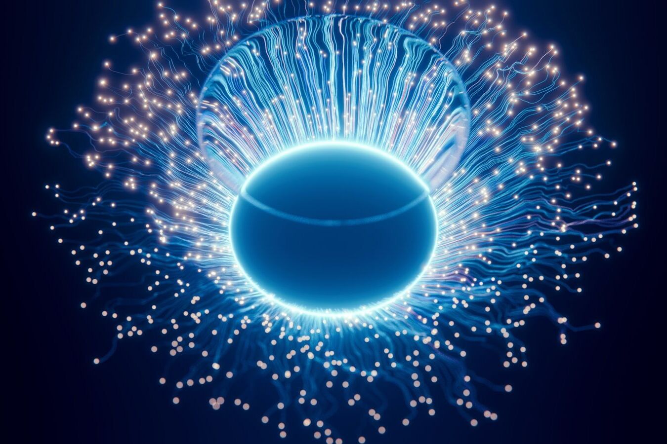 A blue firework ball on a black background
