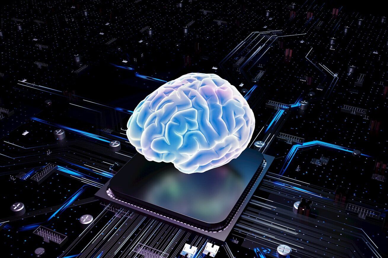 A brain over cpu represents artificial intelligence.