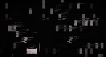 Abstract glitch art with digital code fragments