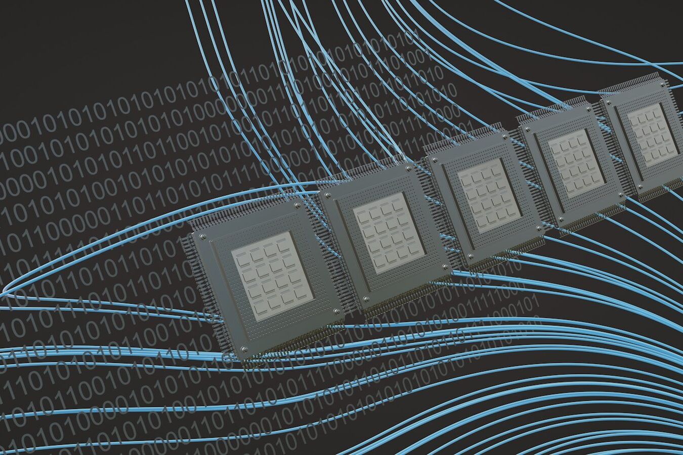 a computer chip is shown in front of a black background
