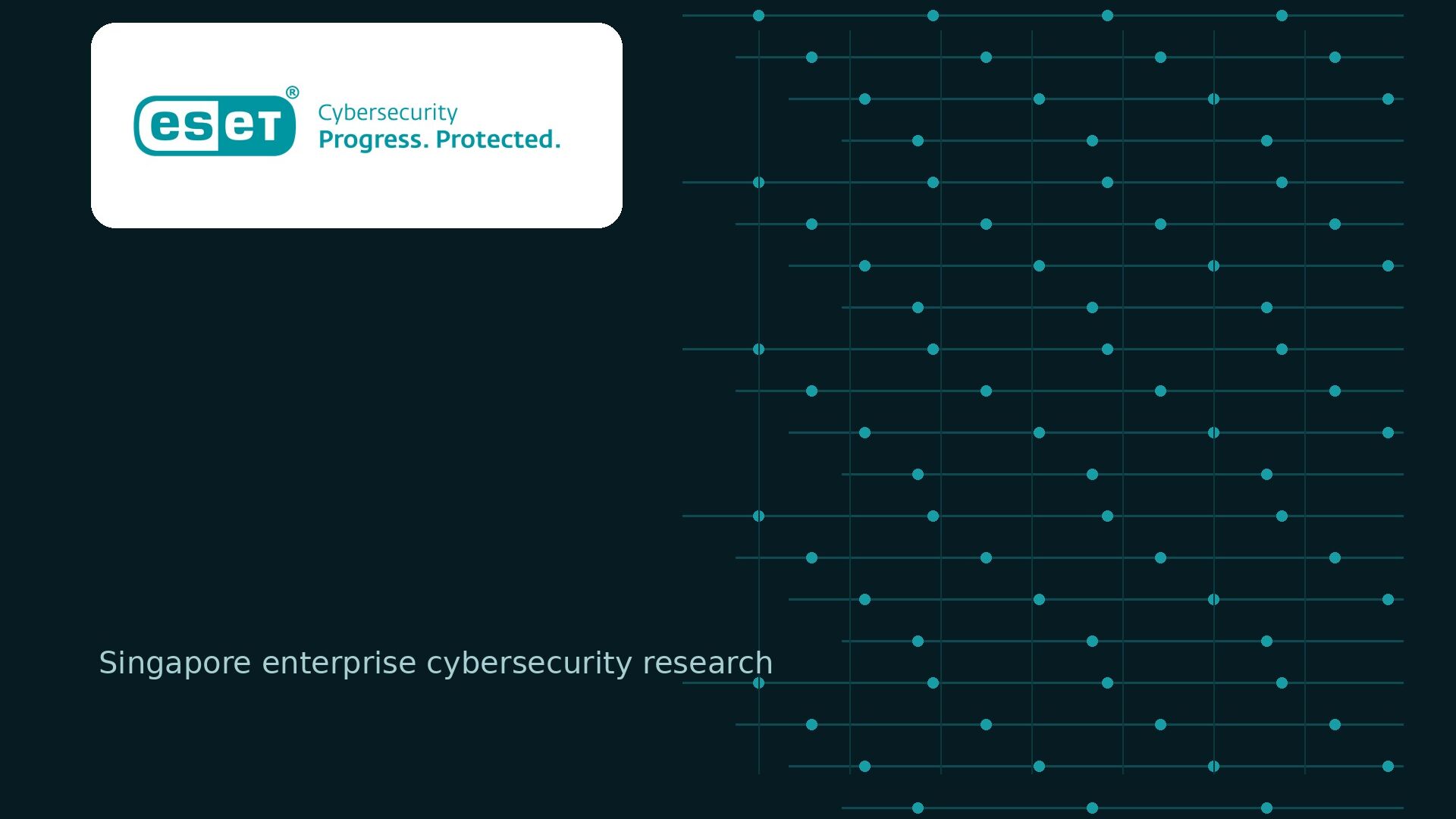 ESET cybersecurity logo with a neutral digital network background
