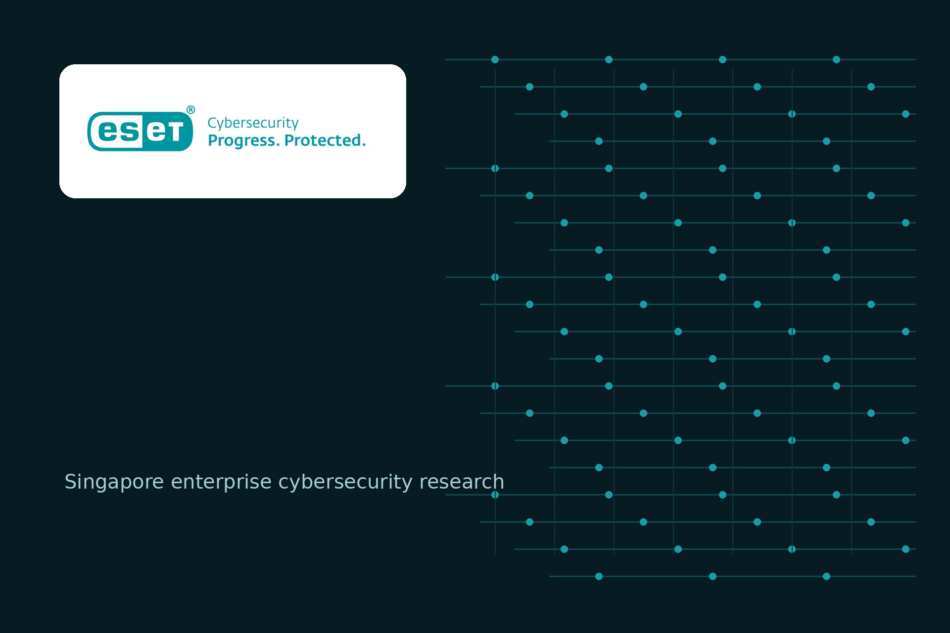 ESET cybersecurity logo with a neutral digital network background